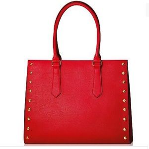 Elizabeth Arden Large Red Tote Gold Studs.
